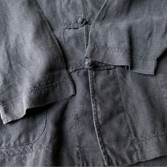 Dosa mandarin jacket kung fu tang suit black linen XL - Picture 10 of 10